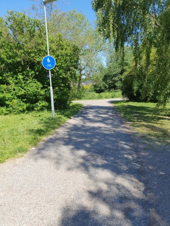 Gå över Fyrisvallsgatan och sväng vänster på cykelbanan utmed ån